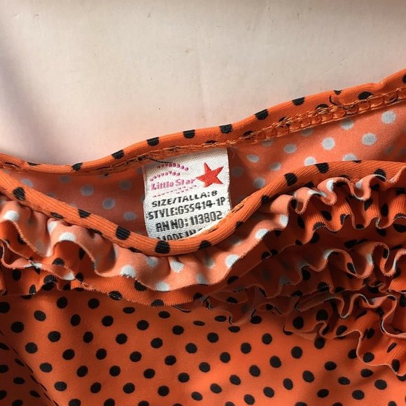 Little Star Girls size 8 Swimsuit Orange & black - Picture 8 of 11